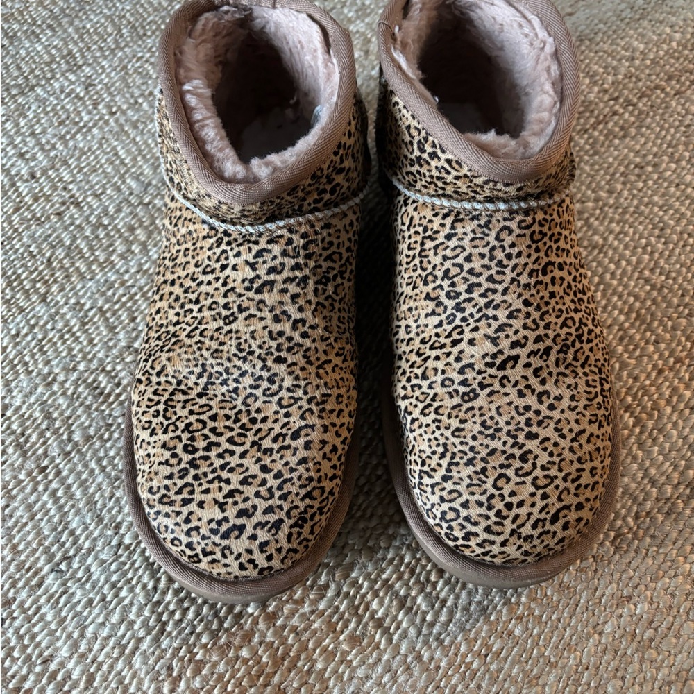 UGG Leopard Print Boots with Tan Soles